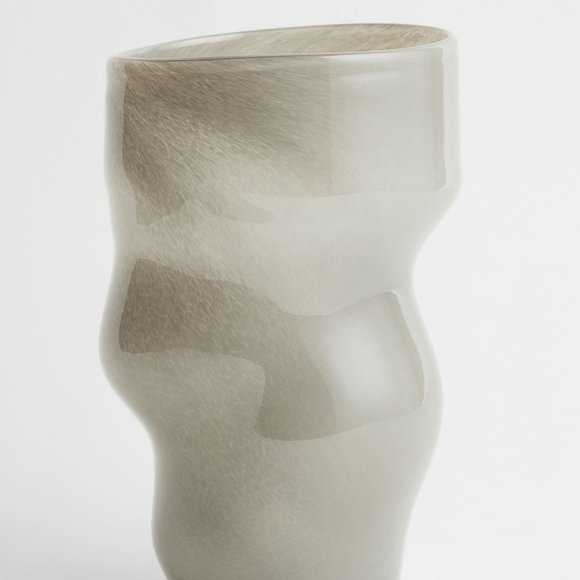 New West Elm XL Boho Gray Glass Abstract Asymmetrical Flower Vase Home Décor 10” - Picture 2 of 12